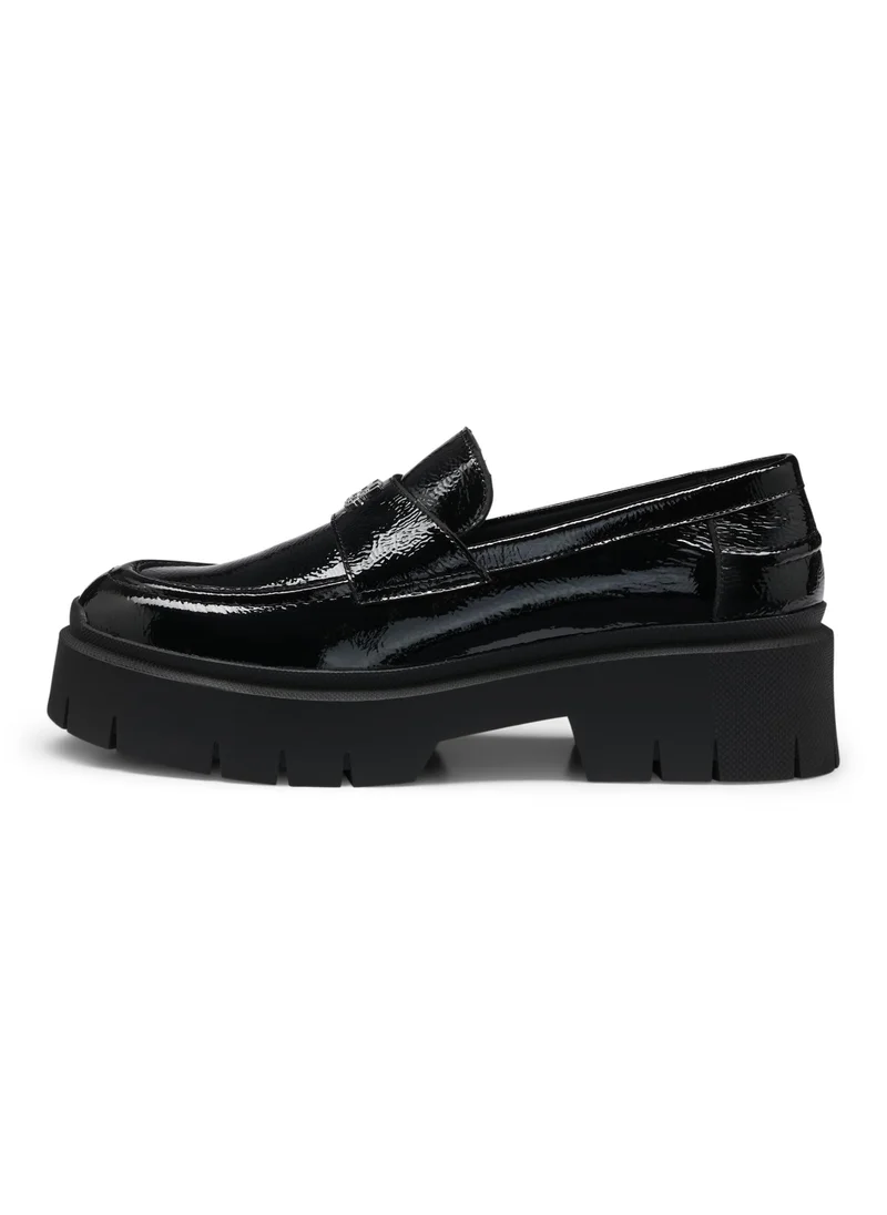 HUGO Chunky-sole loafers in leather with stacked-logo trim