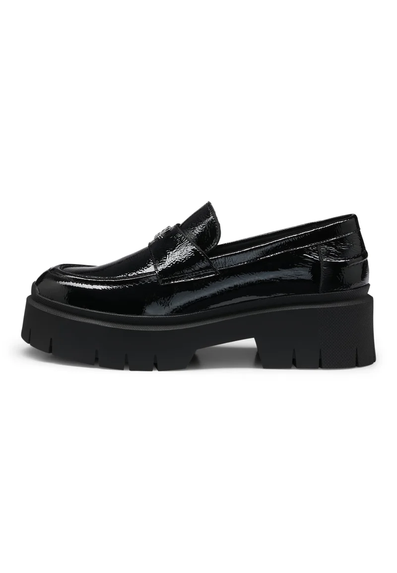 HUGO Chunky-sole loafers in leather with stacked-logo trim