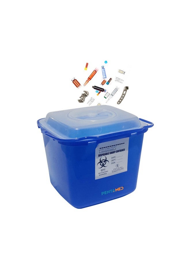 PENTAMED Blue Sharps Containers | Glass Waste and Metallic Implants | Bio-hazard | Bio-Medical Sharps Container Puncture Proof Box | (1.5 | 3.5 | 5.5 Liters) (1.5 Ltr) - Image 1