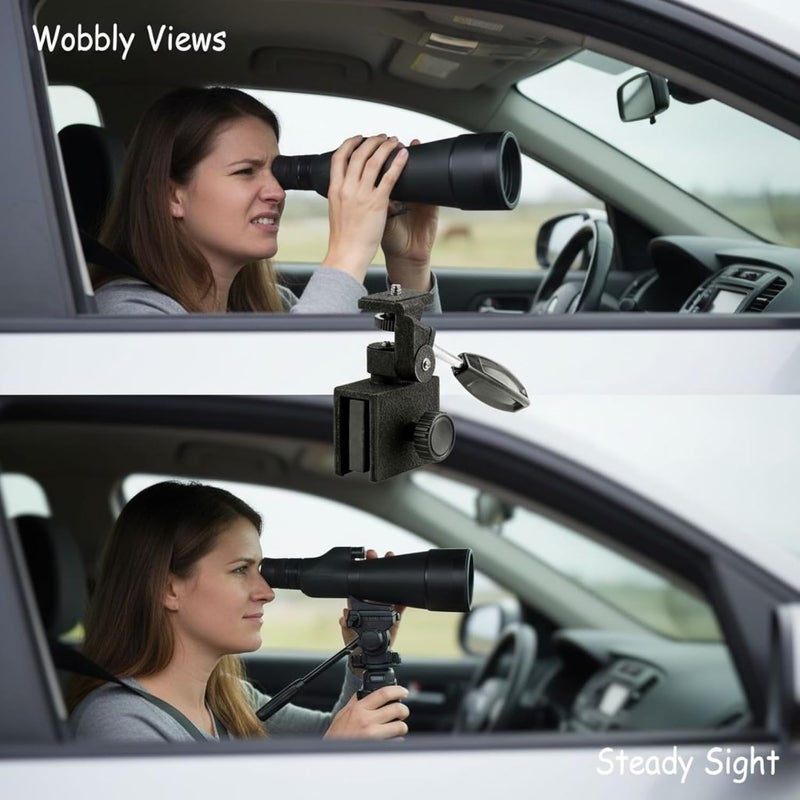 Spotting Scope Car Window Clamp, Metal Mount with Adjustable Pan Head, Handheld Bracket for Photography, Bird Watching, 6.1 X 2.7 X 4.3 in - Image 4