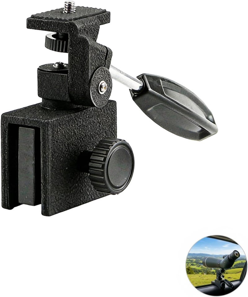 Spotting Scope Car Window Clamp, Metal Mount with Adjustable Pan Head, Handheld Bracket for Photography, Bird Watching, 6.1 X 2.7 X 4.3 in - Image 3