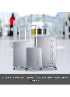 Discovery Discovery Focus ABS Hardside Carry-on Travel Buisness Luggage, Durable Lightweight 4 Double Wheel Trolley Bag, Extra Secure Combination Lock, 20" Suitcase, Small Cabin Trolley - Silver.  - Image 3