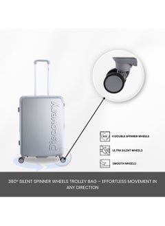 Discovery Discovery Focus ABS Hardside Carry-on Travel Buisness Luggage, Durable Lightweight 4 Double Wheel Trolley Bag, Extra Secure Combination Lock, 20" Suitcase, Small Cabin Trolley - Silver.  - Image 4