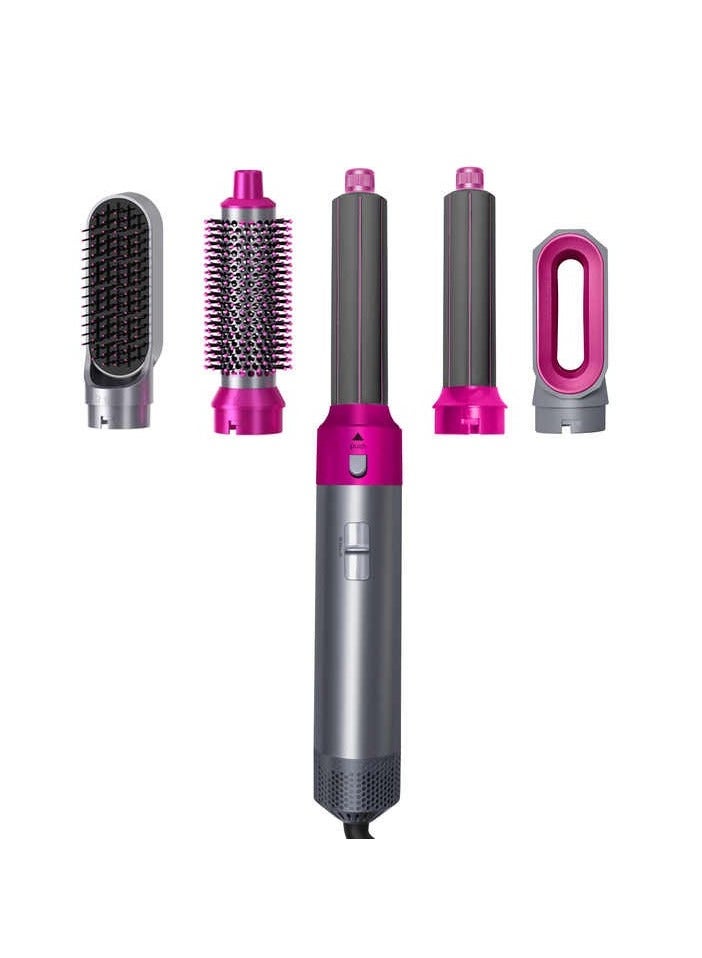 Generic 5 in 1 Professional Hair Styler - Hot Air Straightener and Dryer with Brush Comb/ Pink Gray  - Image 2