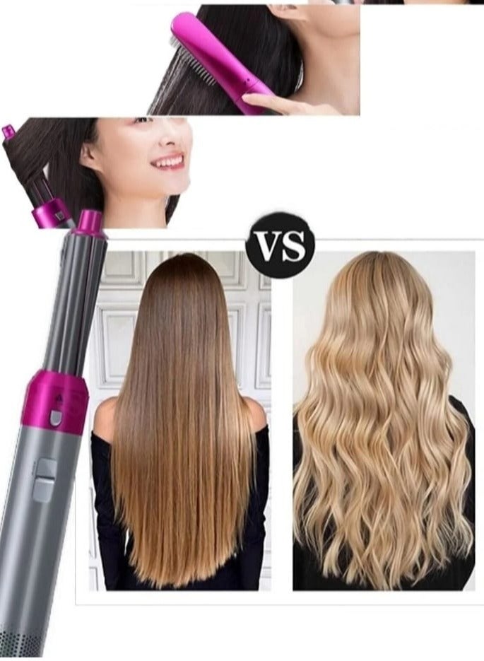 Generic 5 in 1 Professional Hair Styler - Hot Air Straightener and Dryer with Brush Comb/ Pink Gray  - Image 4
