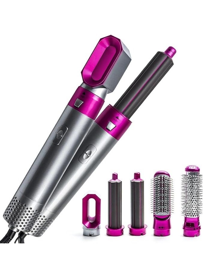 Generic 5 in 1 Professional Hair Styler - Hot Air Straightener and Dryer with Brush Comb/ Pink Gray  - Image 1