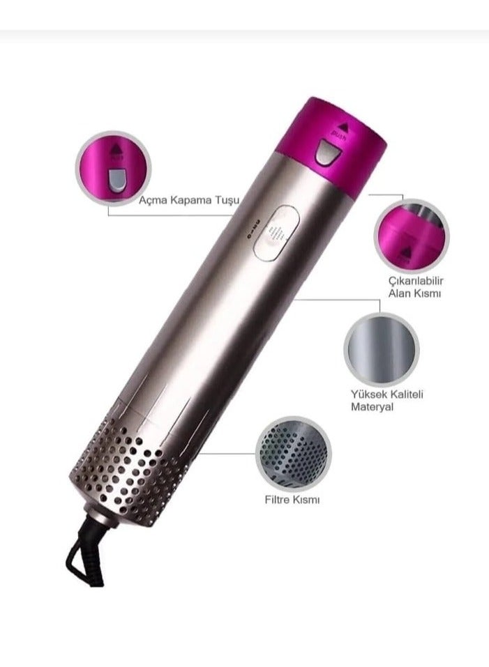 Generic 5 in 1 Professional Hair Styler - Hot Air Straightener and Dryer with Brush Comb/ Pink Gray  - Image 5