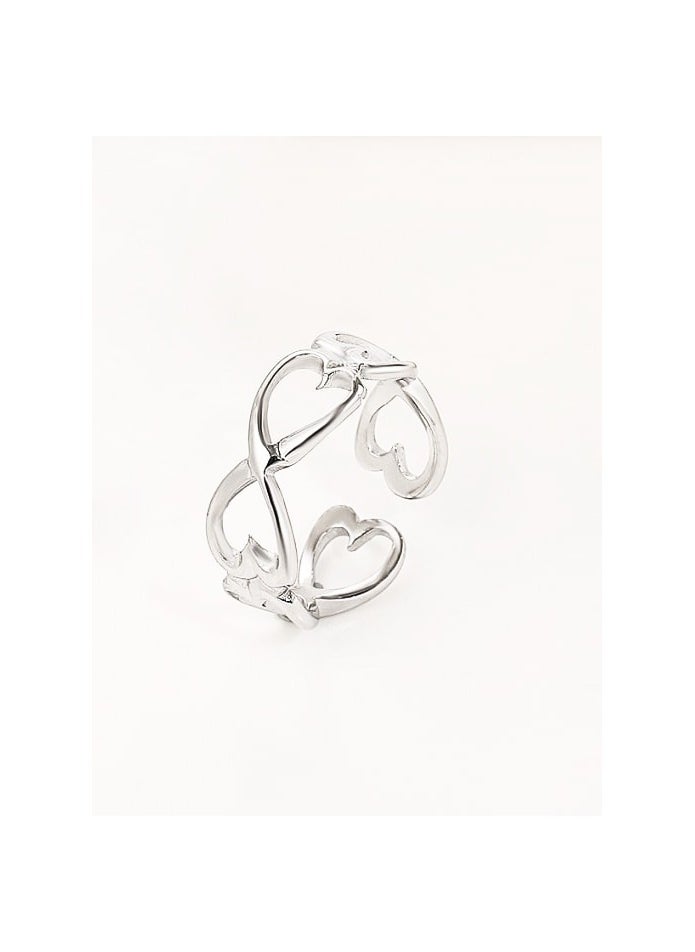 Clé de Lune Linked Hearts Adjustable Ring 