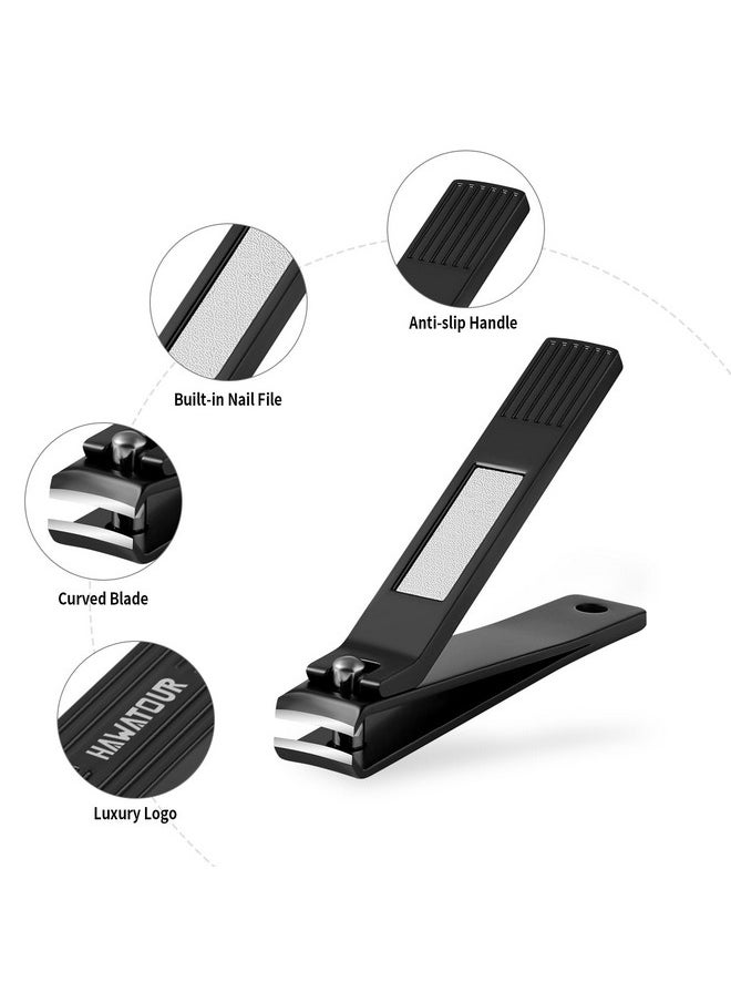 HAWATOUR HAWATOUR Manicure Set Pedicure Kit, Heavy Duty Zinc Alloy Stainless Steel Fingernail Clippers Toenail Clippers Nail File with Tin Case, Premium Manicure Tools for Nail Care, Black  - Image 4