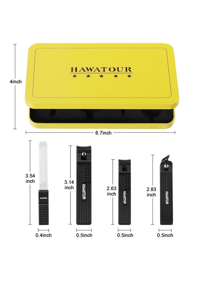 HAWATOUR HAWATOUR Manicure Set Pedicure Kit, Heavy Duty Zinc Alloy Stainless Steel Fingernail Clippers Toenail Clippers Nail File with Tin Case, Premium Manicure Tools for Nail Care, Black  - Image 2