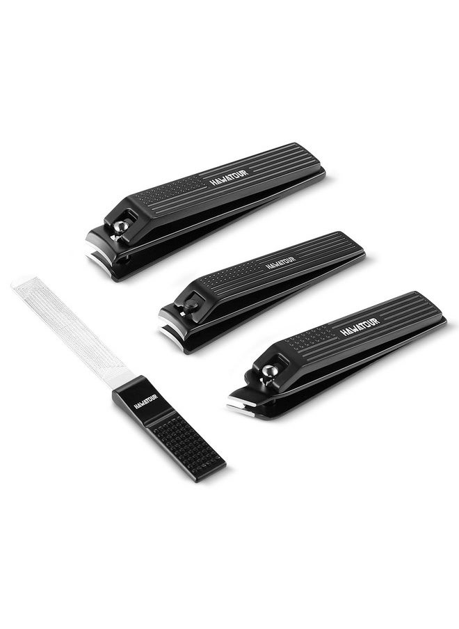 HAWATOUR HAWATOUR Manicure Set Pedicure Kit, Heavy Duty Zinc Alloy Stainless Steel Fingernail Clippers Toenail Clippers Nail File with Tin Case, Premium Manicure Tools for Nail Care, Black  - Image 1