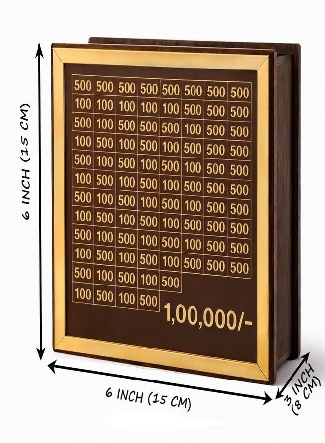 DARSHANAM WORLD Wooden Coin Piggy Bank for Kids, Money/Piggy Bank, Carved Coin Box, Savings Challenge Box, Money Saving Box for Adult, Money Save Box, Gullak Savings Box, 100000 Money Saver - Image 2