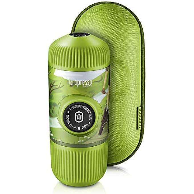 واكاكو ماكينة صنع الإسبريسو المحمولة Nanopresso مع حقيبة واقية، إصدار مطور من ماكينة صنع القهوة Minipresso بضغط 18 بار، صغيرة جدًا للسفر، تعمل يدويًا، متوافقة مع القهوة المطحونة - Image 1