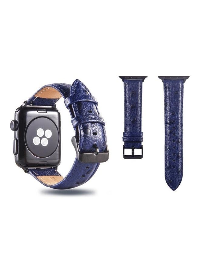 نيبمينينت سوار ساعة يد أصلي بملمس جلد النعام لساعة أبل سيريس 3 و2 و1 مقاس 38 مم أزرق - Image 1