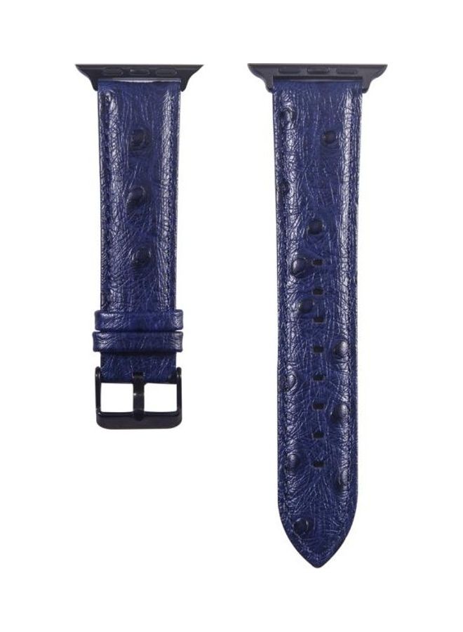 نيبمينينت سوار ساعة يد أصلي بملمس جلد النعام لساعة أبل سيريس 3 و2 و1 مقاس 38 مم أزرق - Image 2