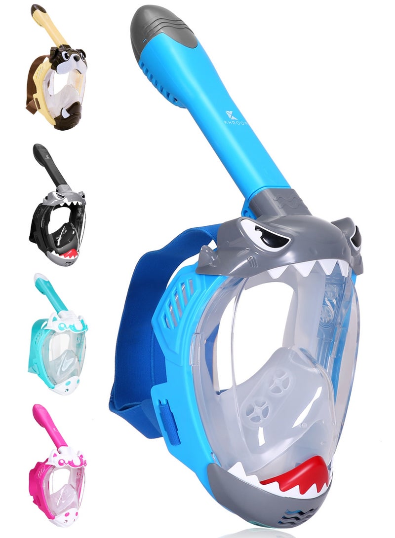 Khroom CO₂ Safe Snorkel Mask for Kids Age 3+ | Full Face Snorkeling Mask with Shark & Unicorn Design | Anti-Leak | Easy Breath | Swimming Gear | Vacation Essentials - Image 1