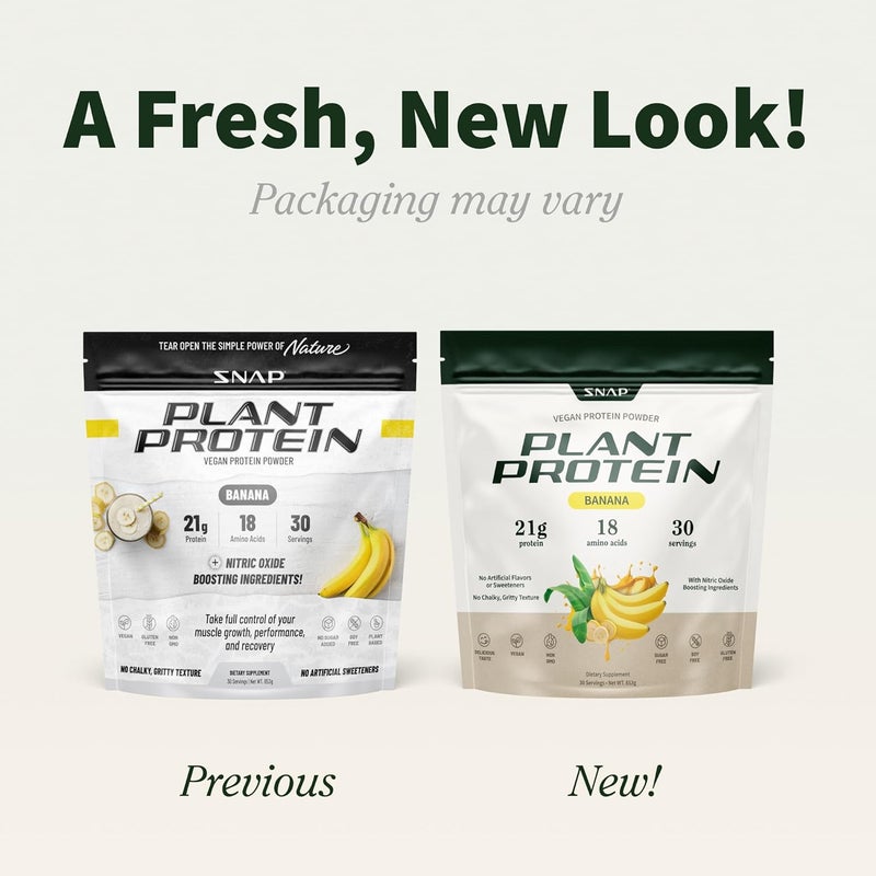 Snap Supplements Organic Plant Based Vegan Protein Powder Nitric Oxide Boosting Protein Powder BCAA Amino Acid for Muscle Growth Performance  Recovery  30 Servings Banana - Image 2