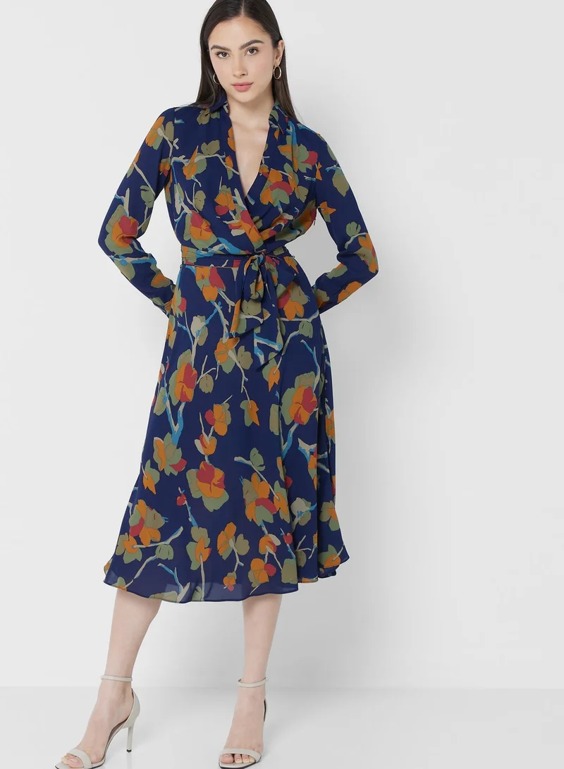 Lauren Ralph Lauren Belted Floral Print Dress