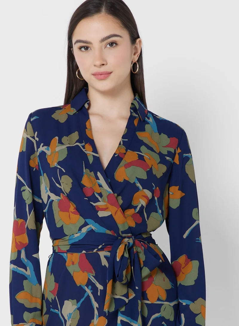 Lauren Ralph Lauren Belted Floral Print Dress