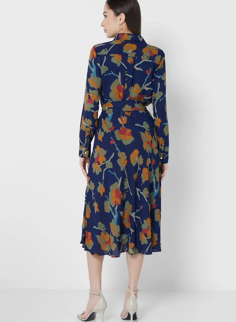 Lauren Ralph Lauren Belted Floral Print Dress