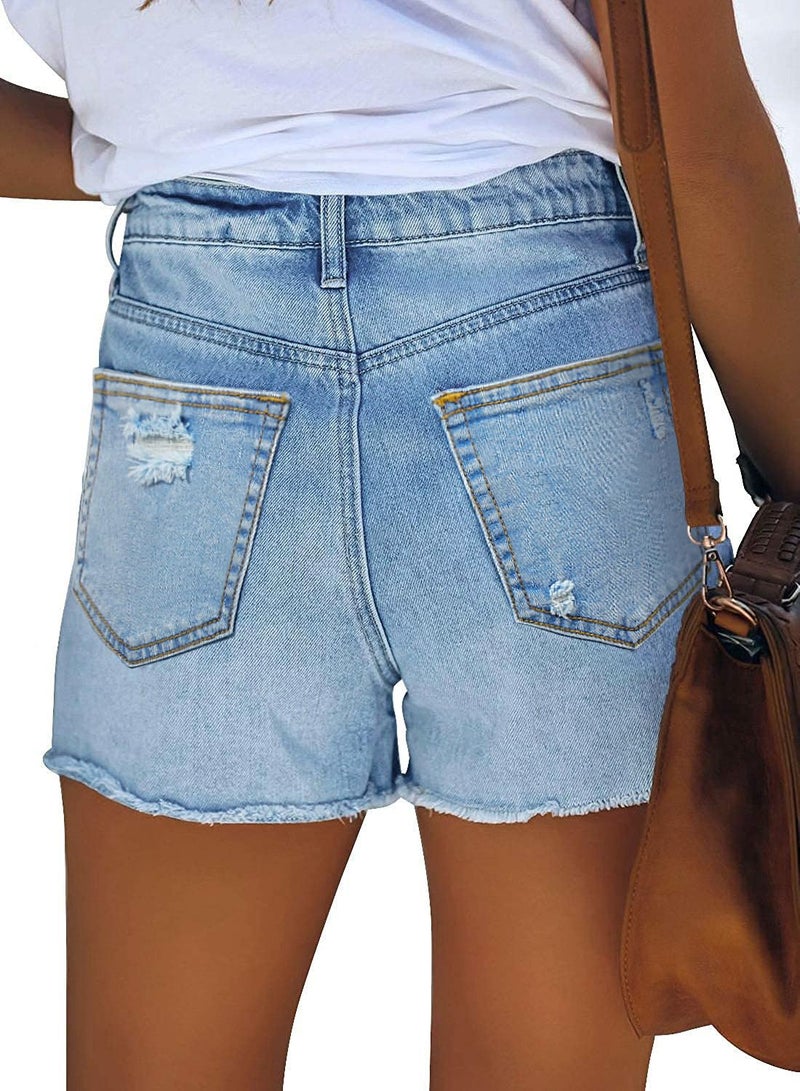 onlypuff Jean Shorts Women Denim Shorts Distressed Blue Jean Short High Waisted Shorts Womens Summer Shorts Ripped Cut Off L - Image 4