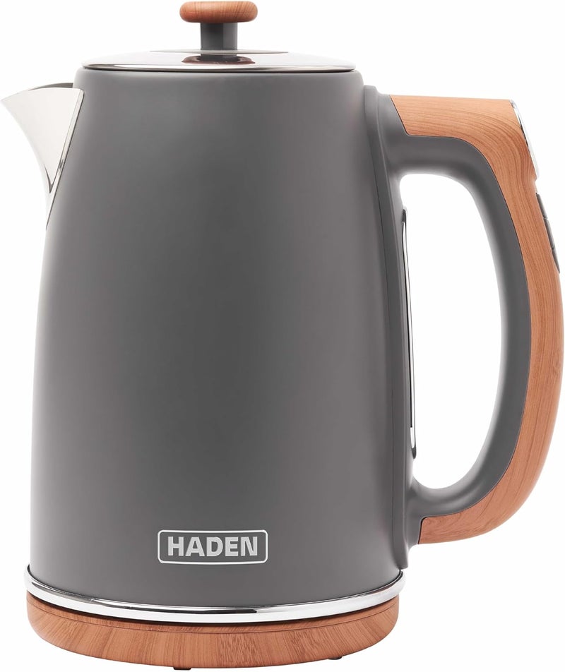 Haden Dorchester Digital Temperature Control Kettle - Matt Grey With Wood Effect Finish - Fast Boil Electric Kettle - 3000W - Boil Dry Protection- 1.7Litre - Image 1