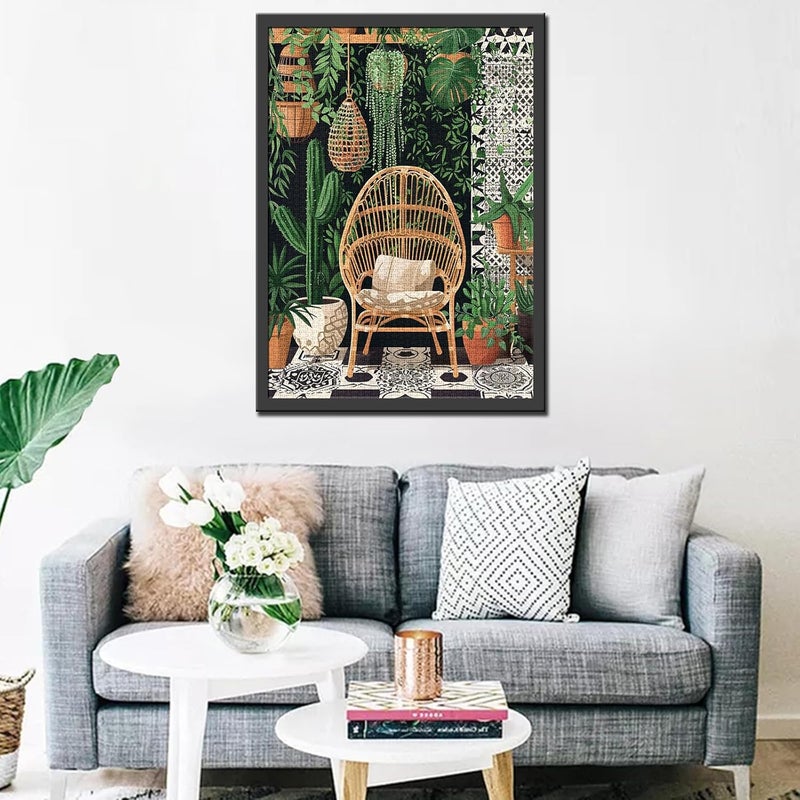 Tucocoo Jigsaw Puzzles for Adults 1000 Pieces Boho Plant Scene Wood Puzzles Potted Plants  Cacti Succulents - Image 3