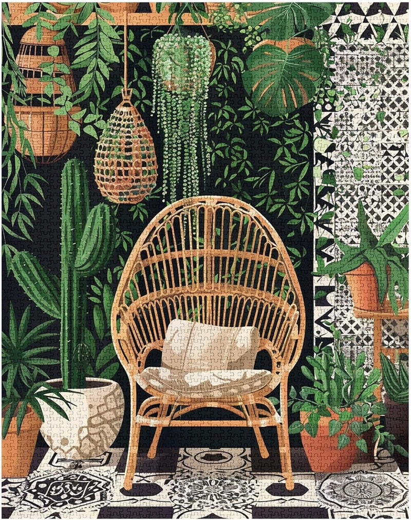 Tucocoo Jigsaw Puzzles for Adults 1000 Pieces Boho Plant Scene Wood Puzzles Potted Plants  Cacti Succulents - Image 4