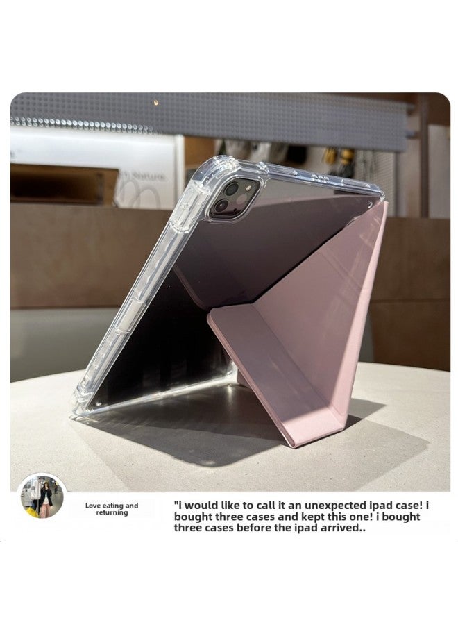 Suitable For IPadAir5 Protective Sleeve 2024 Pro11 Flat 10 Generation 8 Magnetic Attraction 4 Pen Slot Y Fold 3 Anti-bending 9.7-Color:Antique White-Applicable Models:Ipad Pro 12.9inch (2018/2020/2021/2022) - Image 2
