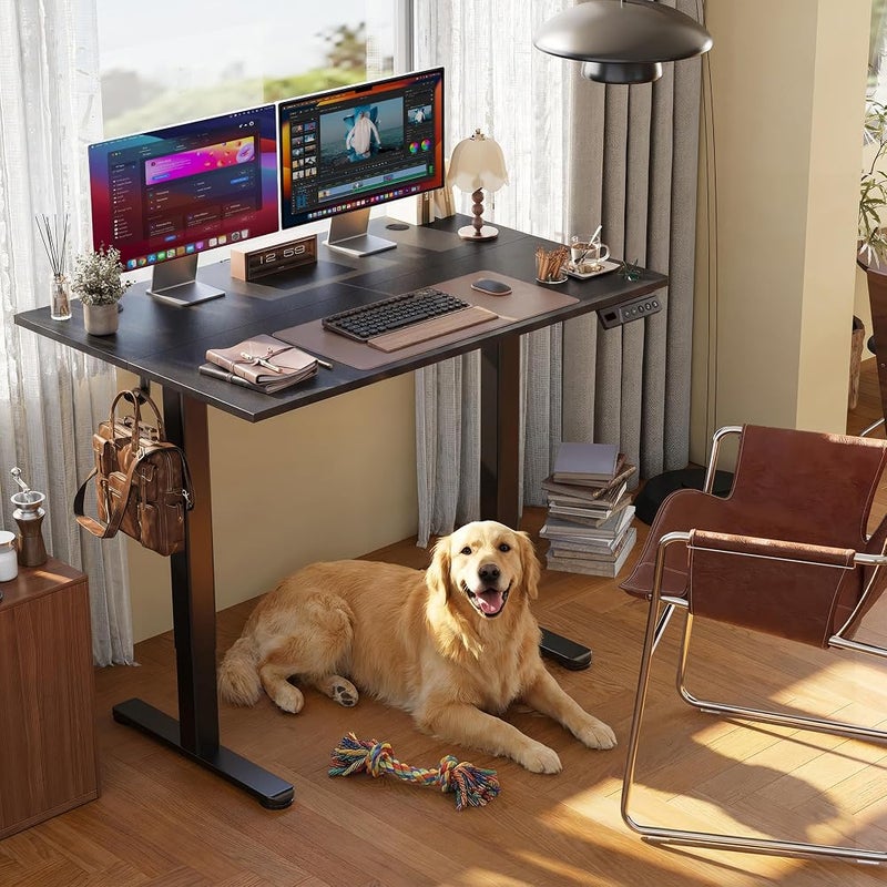 Claiks ال-desك standing электريكي، ال-desk standing متحكم بالارتفاع، DESK الحجم 55x24 بوصة، DESK لل sitting standing للمنزل المكتب DESK مع لوحة توصيل، الإطار الأسود/ верх الأسود الأسود - Image 2