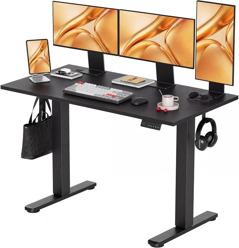 Claiks ال-desك standing электريكي، ال-desk standing متحكم بالارتفاع، DESK الحجم 55x24 بوصة، DESK لل sitting standing للمنزل المكتب DESK مع لوحة توصيل، الإطار الأسود/ верх الأسود الأسود - Image 1