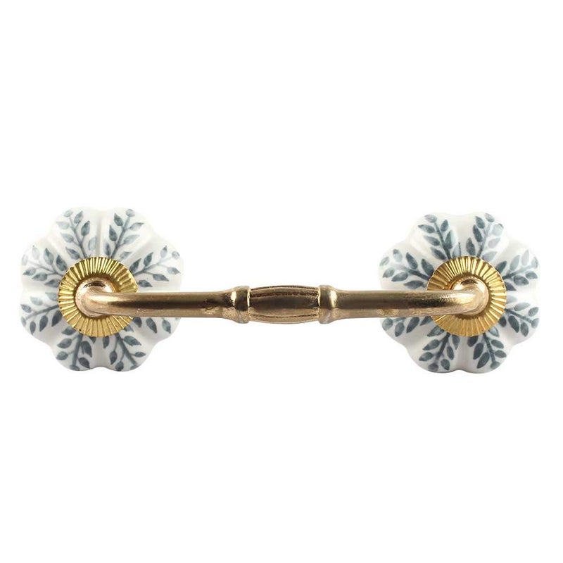 Indian-Shelf IndianShelf 1 Pack Ceramic Cabinet Handles Drawer Pulls Grey Interior Kitchen Cupboard Door Gold Hardware 8 Hole to Hole BH689CK1628  - Image 1