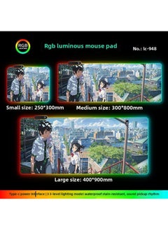 RGB Luminous Mouse Pad Computer Keyboard Hand-held Desktop Pad Oversized Game E-sports Pad Thickened Internet Cafe Table Pad-Color:250*300mm-Pattern:Upgraded Version Of Pickup Rhythm-lc948