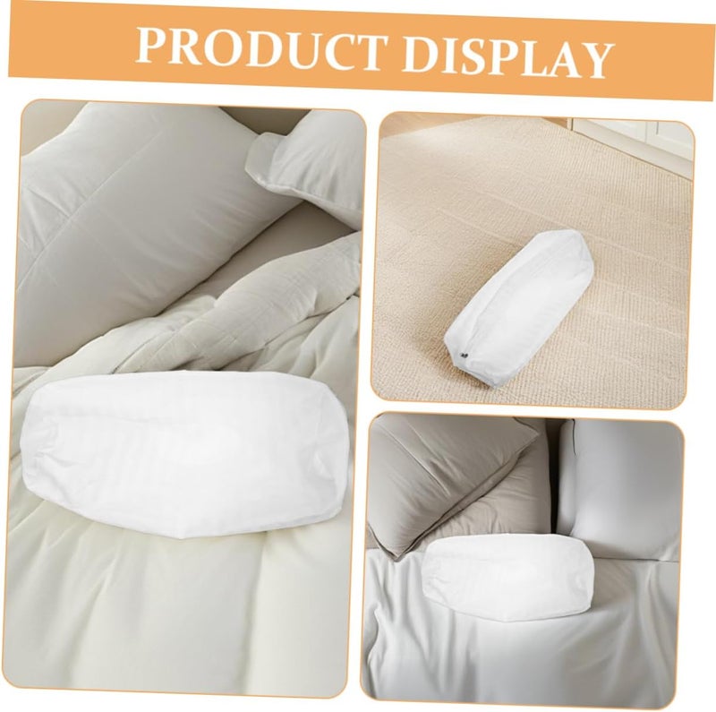 Cylindrical Neck Support Pillowcase Zippered Closure Soft Cotton Cover for Travel Home and Office Round Pillow Slipcover for Waist Support 2-Pack - Image 3