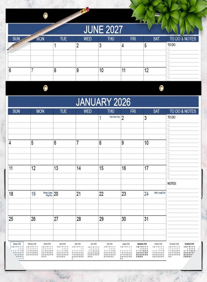 Nokingo تقويم مكتبي 2026-2027، يمتد من يناير 2026 إلى يونيو 2027، مزود بقائمة مهام، ورق 140 جرامًا للمتر المربع، 18 شهرًا، مقاس 17 × 12 بوصة، مناسب للمدرسة أو المنزل أو المكتب. - Image 5