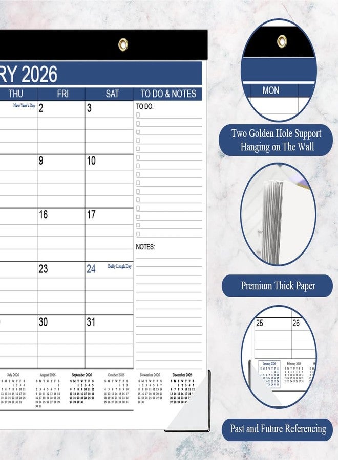 Nokingo تقويم مكتبي 2026-2027، يمتد من يناير 2026 إلى يونيو 2027، مزود بقائمة مهام، ورق 140 جرامًا للمتر المربع، 18 شهرًا، مقاس 17 × 12 بوصة، مناسب للمدرسة أو المنزل أو المكتب. - Image 2