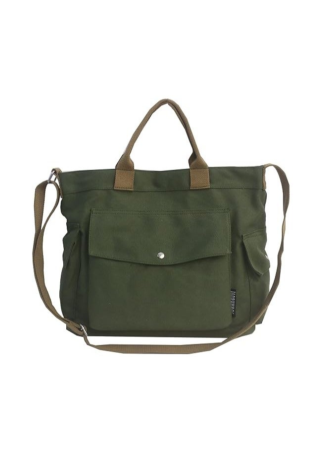 Canvas Crossbody Tote Shoulder Purse Bag for Women and Men with Multi-pocket for Shopping, Travel and Work  - Image 1
