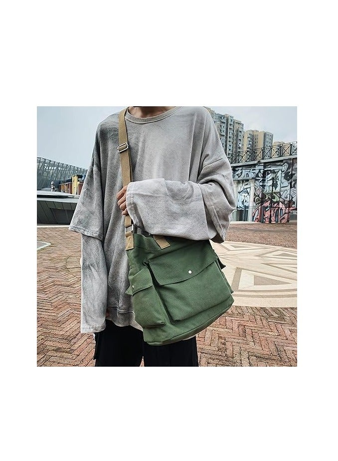 Canvas Crossbody Tote Shoulder Purse Bag for Women and Men with Multi-pocket for Shopping, Travel and Work  - Image 2