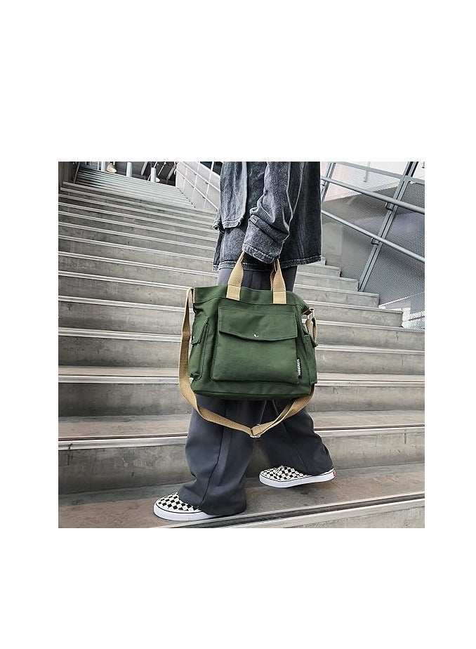 Canvas Crossbody Tote Shoulder Purse Bag for Women and Men with Multi-pocket for Shopping, Travel and Work  - Image 4