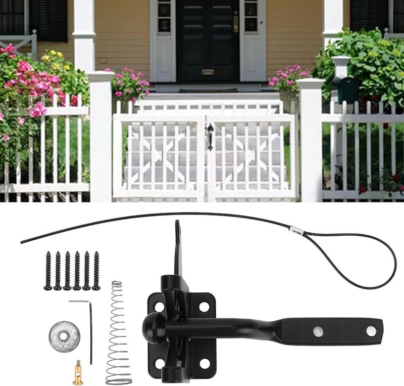 Carbon Steel Spring Gate Safety Latch Brushed Finish Easy Install for Home Doors Gates Shed - Image 4