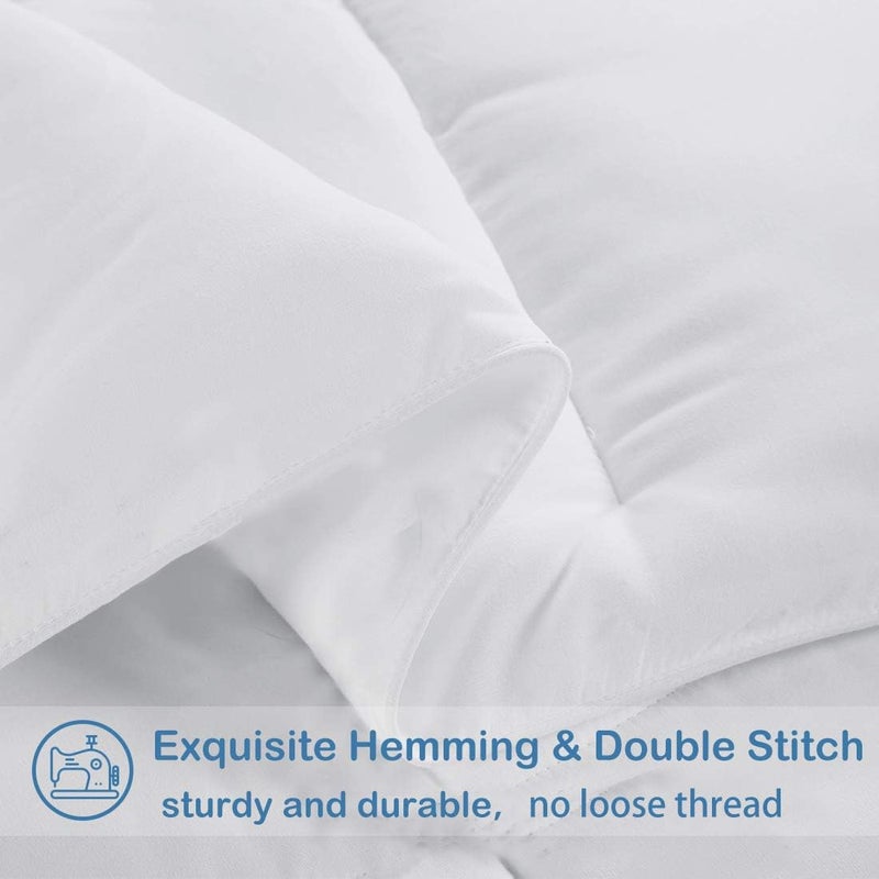 EASELAND Oversized King Down Alternative Comforter - Quilted Duvet Insert for All Seasons, Soft Lightweight with Corner Tabs, Summer Winter Warm Bedding, White 98x116 Inches - Image 5