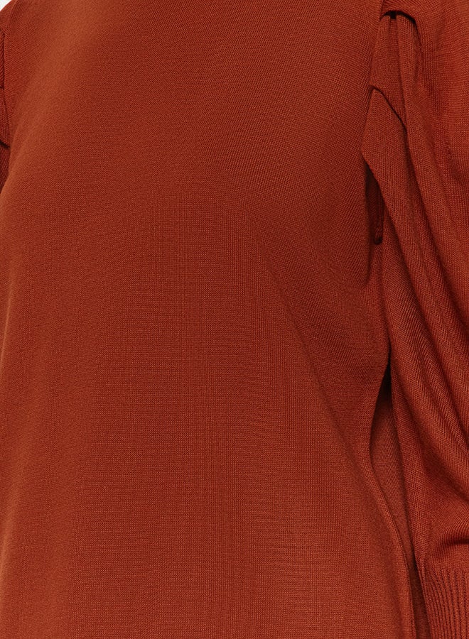 trendyol Crew Neck Shoulder Gathered Knitwear Dress TCTAW23EB00047  - Image 3