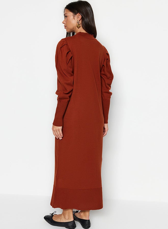 trendyol Crew Neck Shoulder Gathered Knitwear Dress TCTAW23EB00047  - Image 5