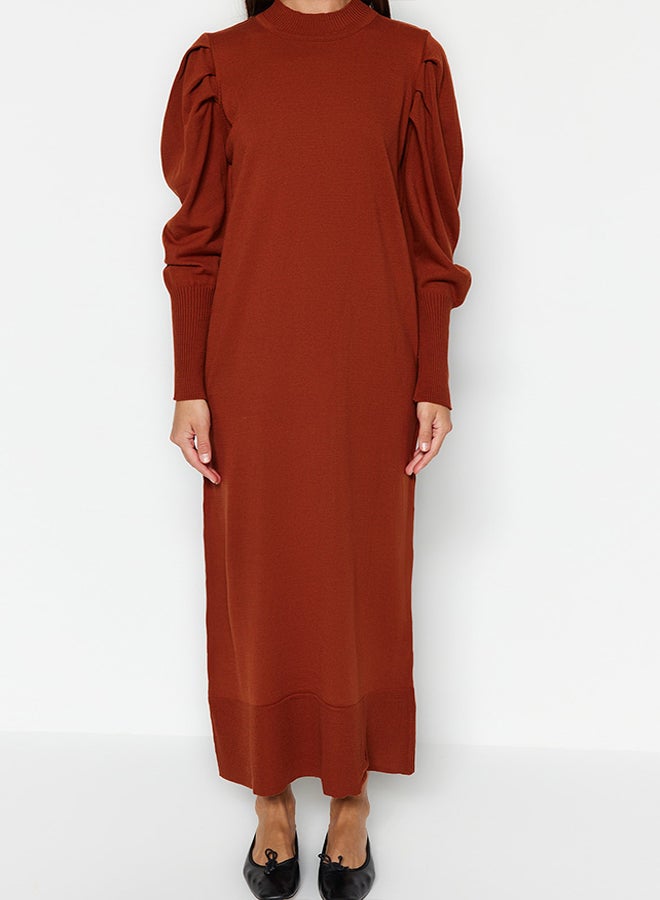 trendyol Crew Neck Shoulder Gathered Knitwear Dress TCTAW23EB00047  - Image 4