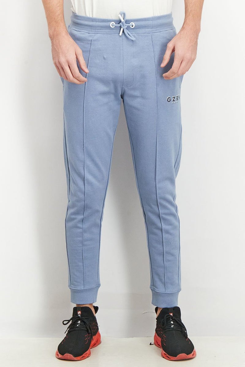 Gazzarrini Men Regular Fit Graphic Jogger Pants, Blue - Image 1