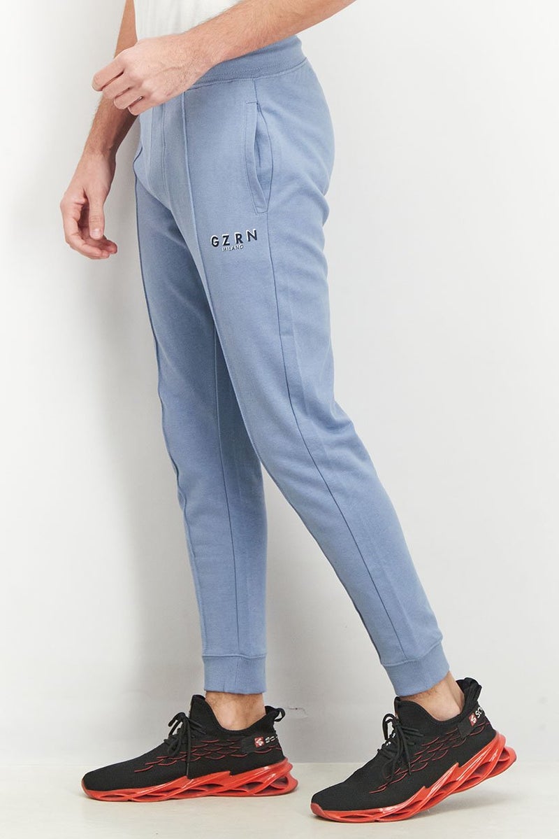 Gazzarrini Men Regular Fit Graphic Jogger Pants, Blue - Image 4