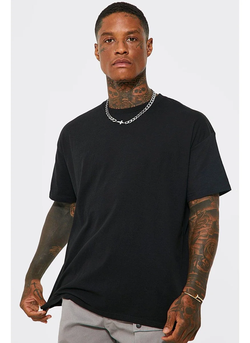 Rock&Roll One Eye Black Short Sleeve Back Printed Men's Oversize T-Shirt