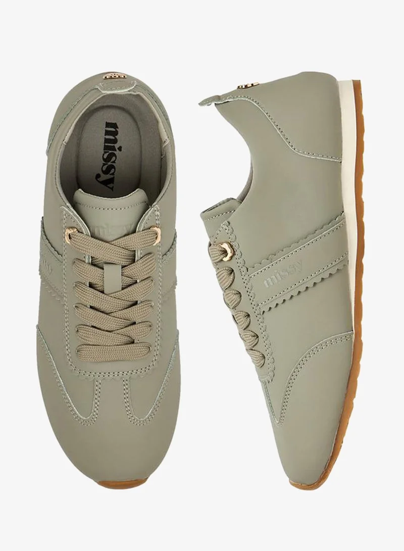 ميسي Scallop Trim Lace-Up Ankle School Sneakers