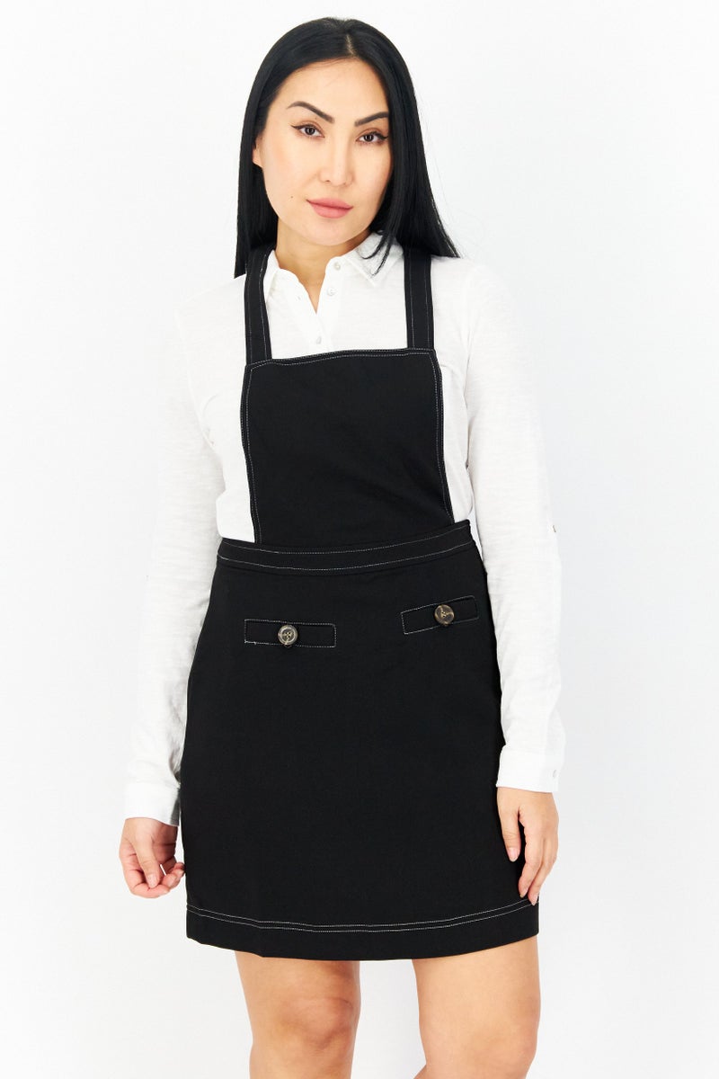 BRAVE SOUL Women Plain Sleeveless Jumper, Black  - Image 1