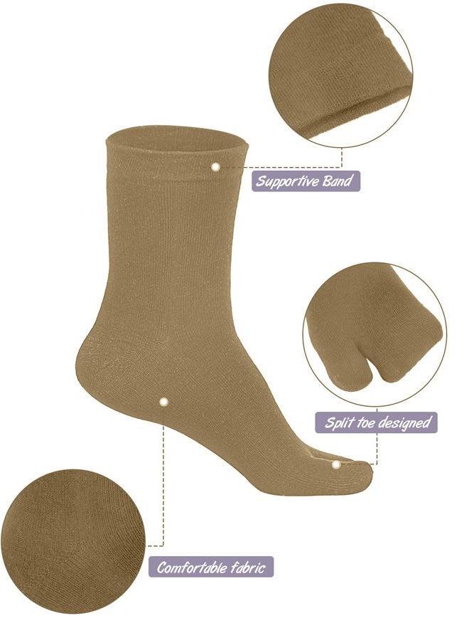 Syhood 4 Pairs Flip Flop Socks Tabi Split Toe Socks Toe Socks for Men Women Supplies (Beige, Khaki, Dark Grey, Light Grey) - Image 5